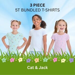 NWT Cat & Jack Kids' T-Shirt Set - White, Violet, Light blue, Multicolor 3 pc